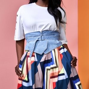 Eloquii Denim Corset Belt - Light wash